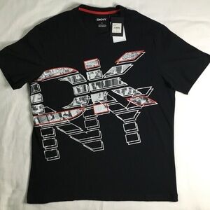 DKNY Men’s Graphic T-Shirt Black XL New With Tags Stretch Cotton